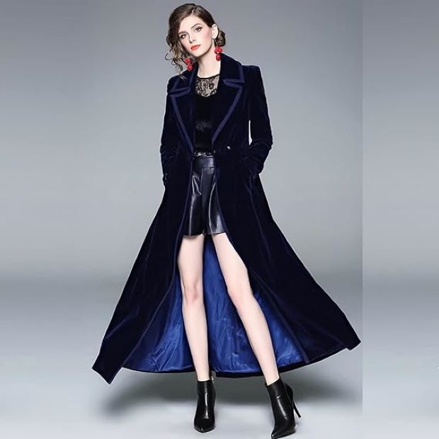 Velvet Maxi Trench Coat