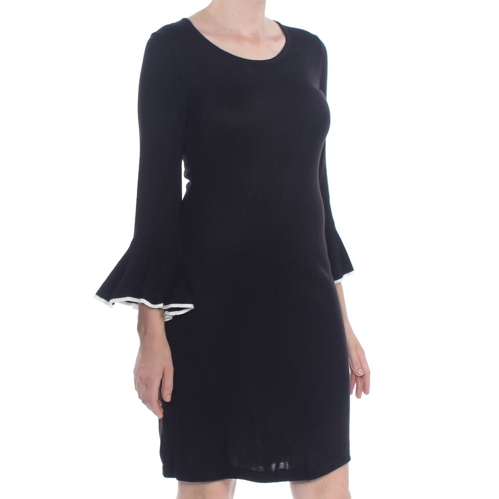 Calvin Klein Black Bell Sleeve Scoop Neck Dress Size 10