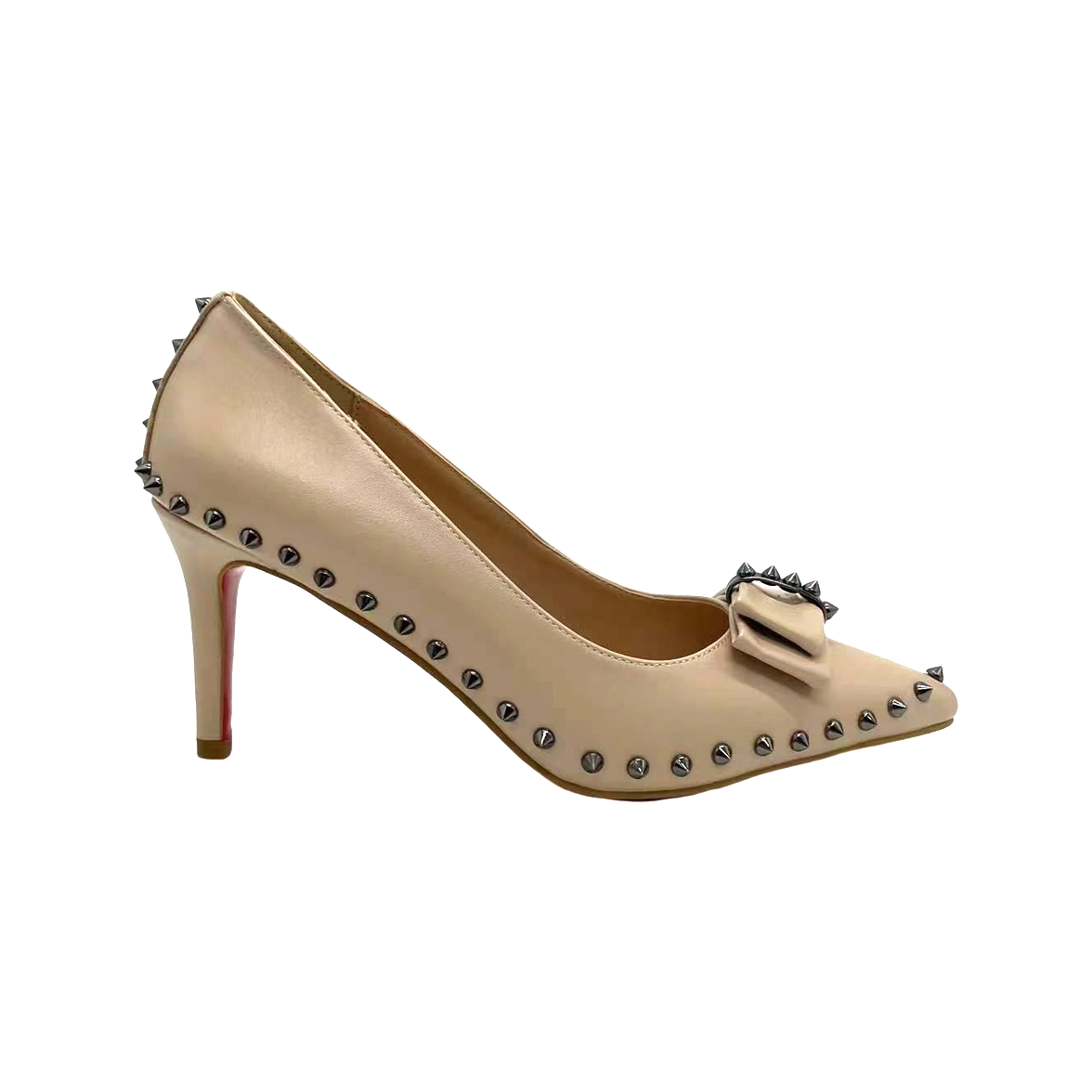 LouLou Red Sole Heels - Nude