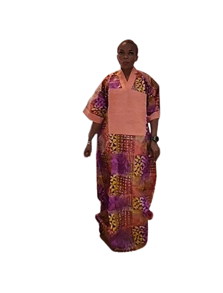 Aretha Rich Aunty Maxi Dress - Purple & Orange