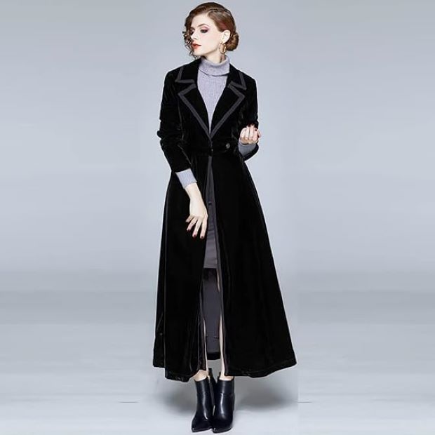 Velvet Maxi Trench Coat