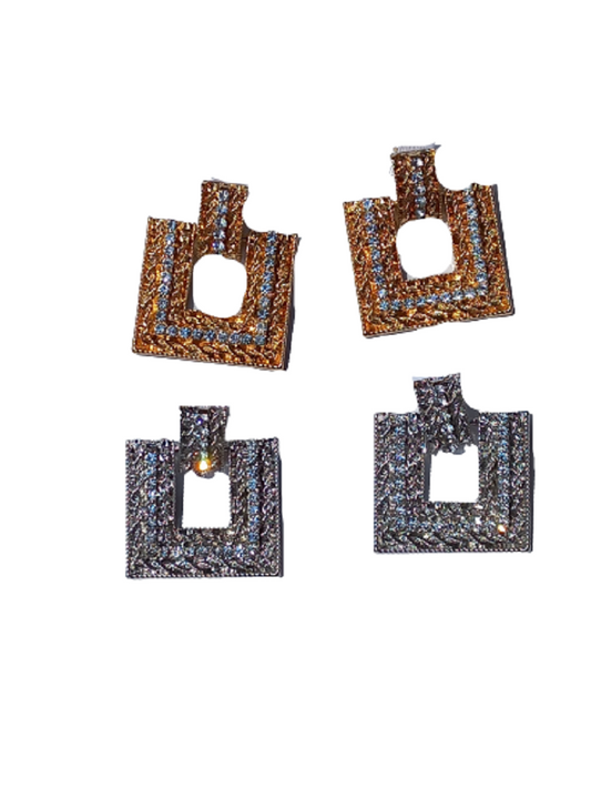4-Square Earrings (Silver and Gold Sets)