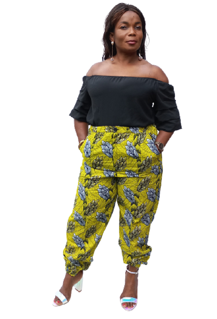 Ladies Yellow Angela Ankara Pants