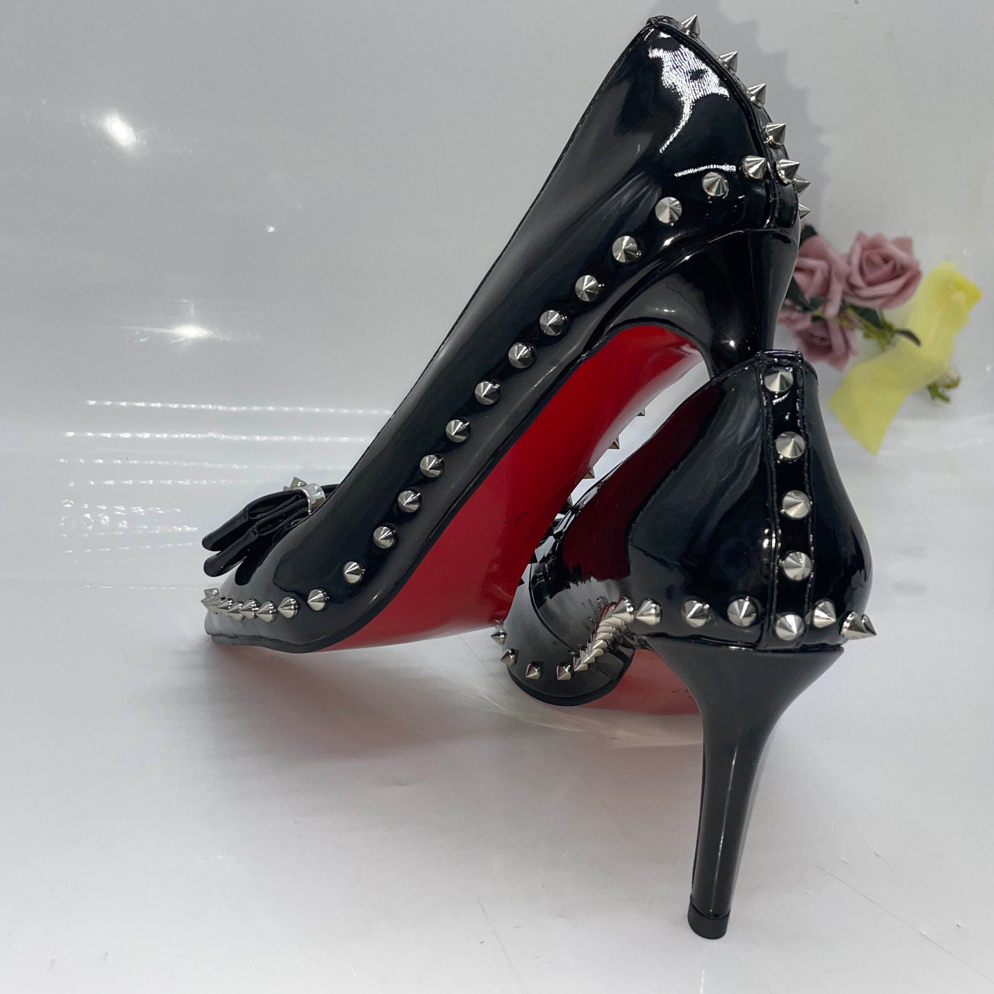 LouLou Red Sole Heels - Black