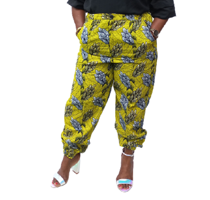 Ladies Yellow Angela Ankara Pants