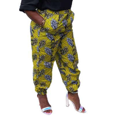 Ladies Yellow Angela Ankara Pants