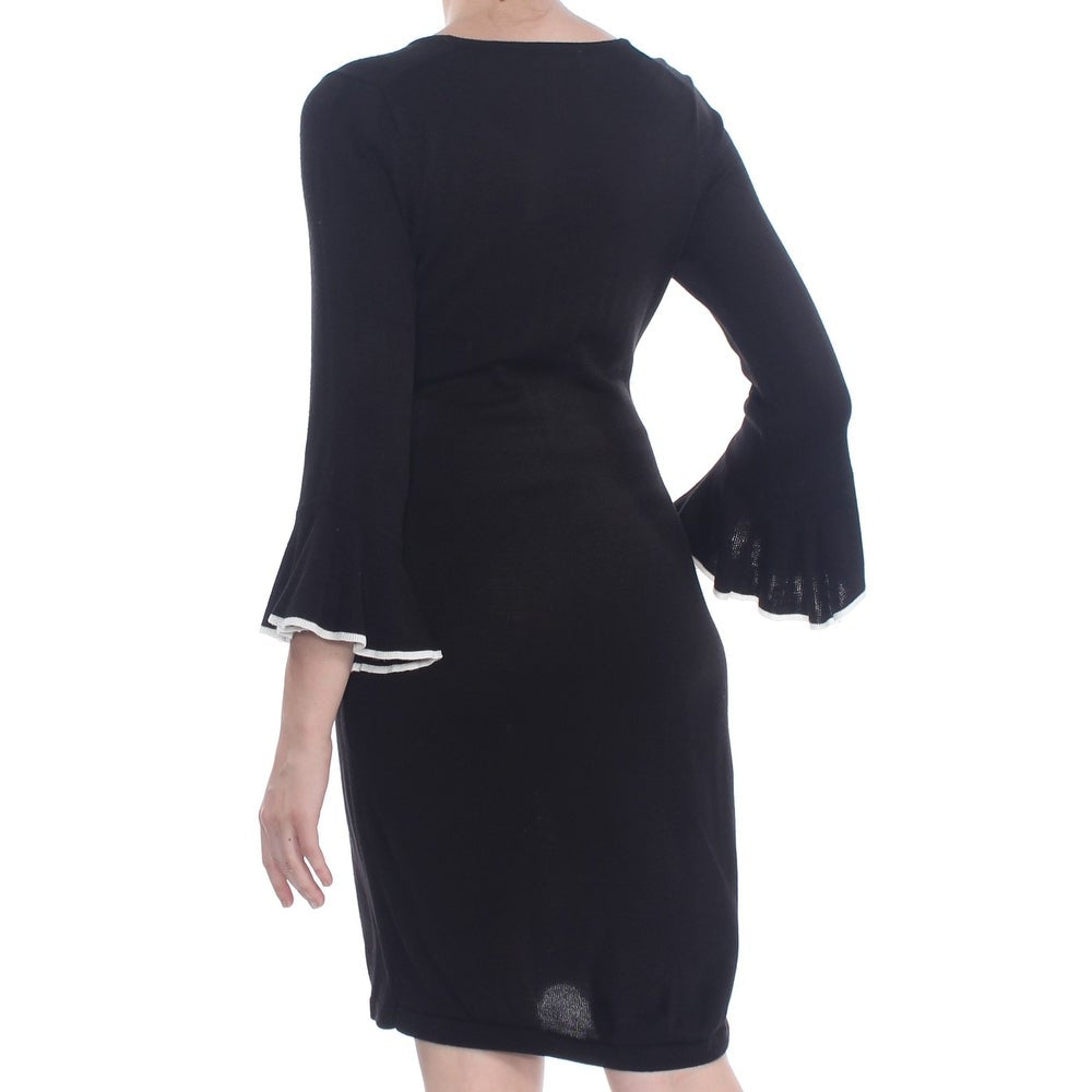 Calvin klein black dress deals with bell sleeves