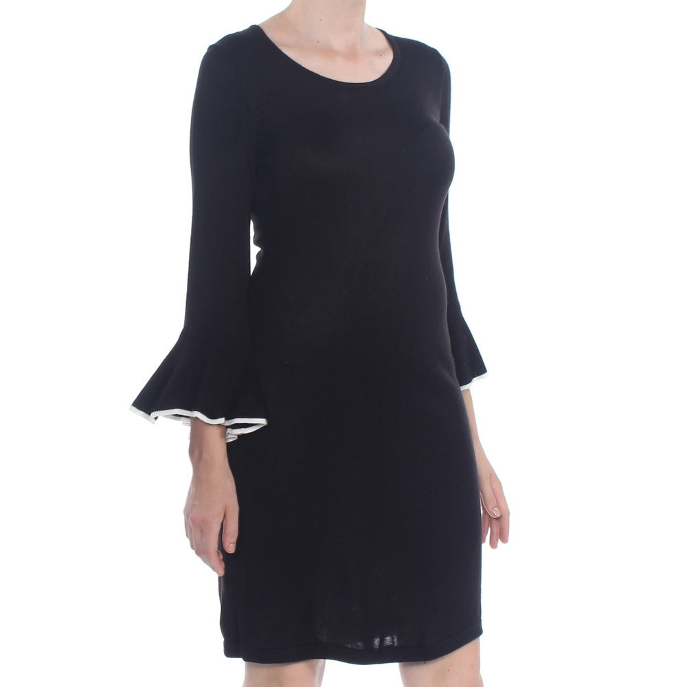 Calvin Klein Black Bell Sleeve Scoop Neck Dress - Size 10