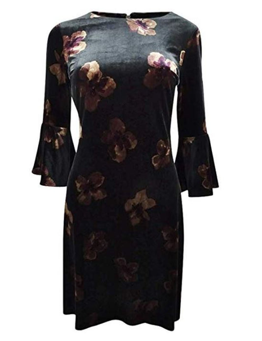 Tommy Hilfiger Womens Velvet Floral Print Party Dress - Size 2