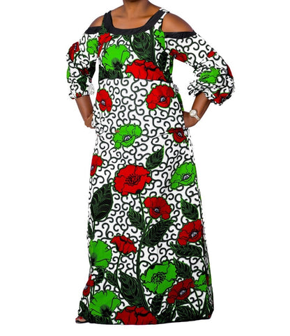 Ladies Green Refifi African Print Ankara Maxi Dress