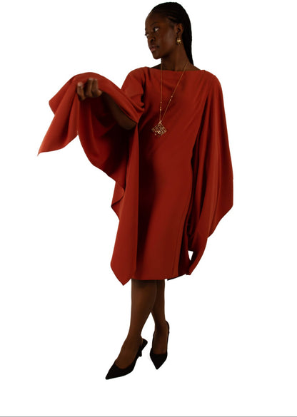 Tess Bell sleeves Dress - Red