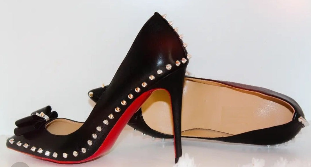 LouLou Red Sole Heels - Black