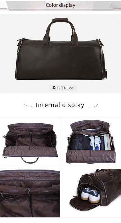 Genuine Leather Suit Travel Duffel Bag